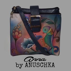 ANNA by ANUSCHKA Triple Compartment Organizer Crossbody Portuguese Parrot